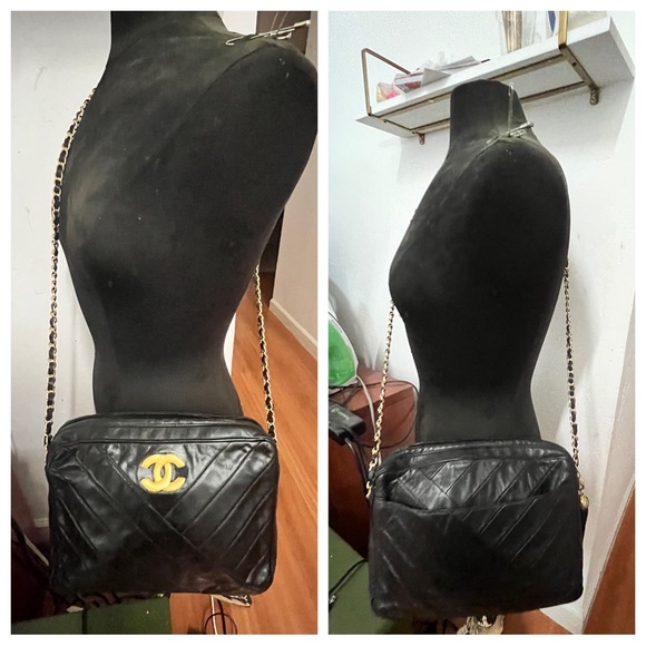 Authentic Vintage Chanel Black Leather Women Shoulder Handbag - Picture 1 of 14